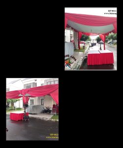 Sewa Tenda Konvensional Dekorasi Plafon Menggunakan Kain merah putih di bekasi