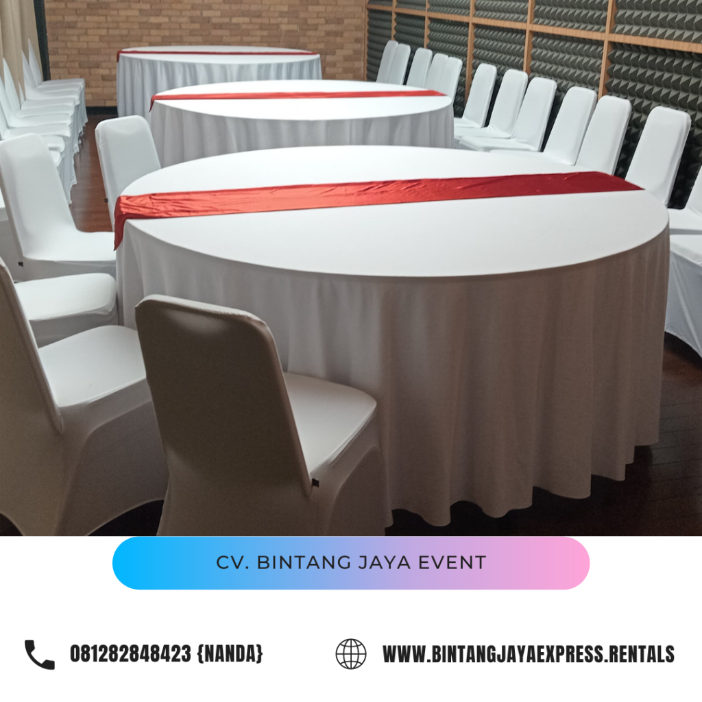 Sewa Meja Bundar Ukuran Kecil Diameter 120cm di Jakarta