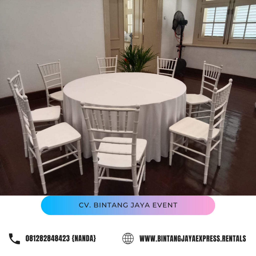 Sewa Meja Bundar Ukuran Kecil Diameter 120cm di Jakarta