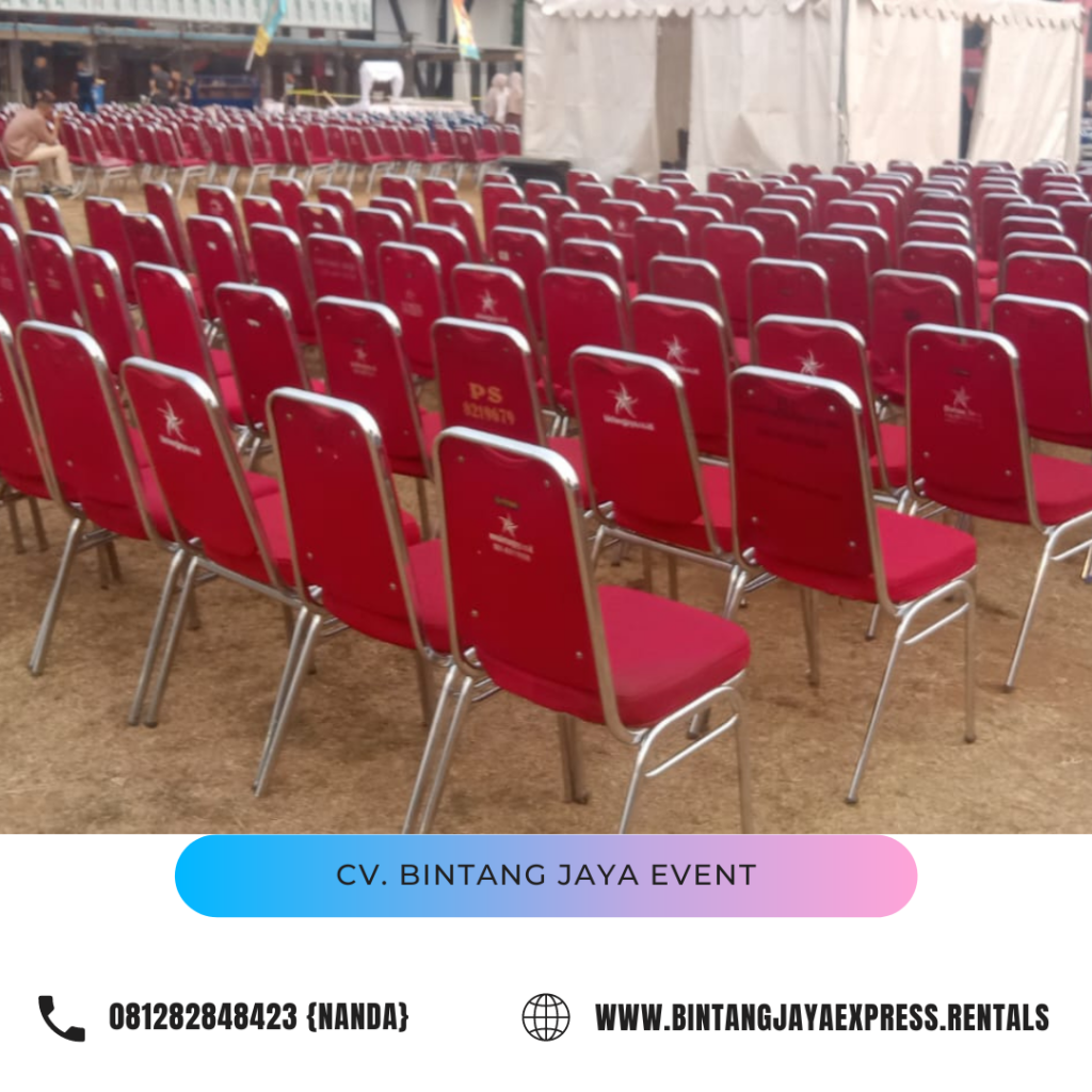 Sewa Kursi Susun Busa Merah Polos Dan Cover Area GBK Jakarta