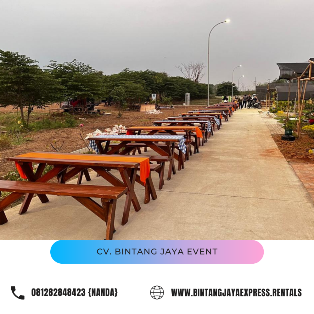 Sewa Meja Kursi Taman Outdoor Kayu Beragam Model area Jakarta