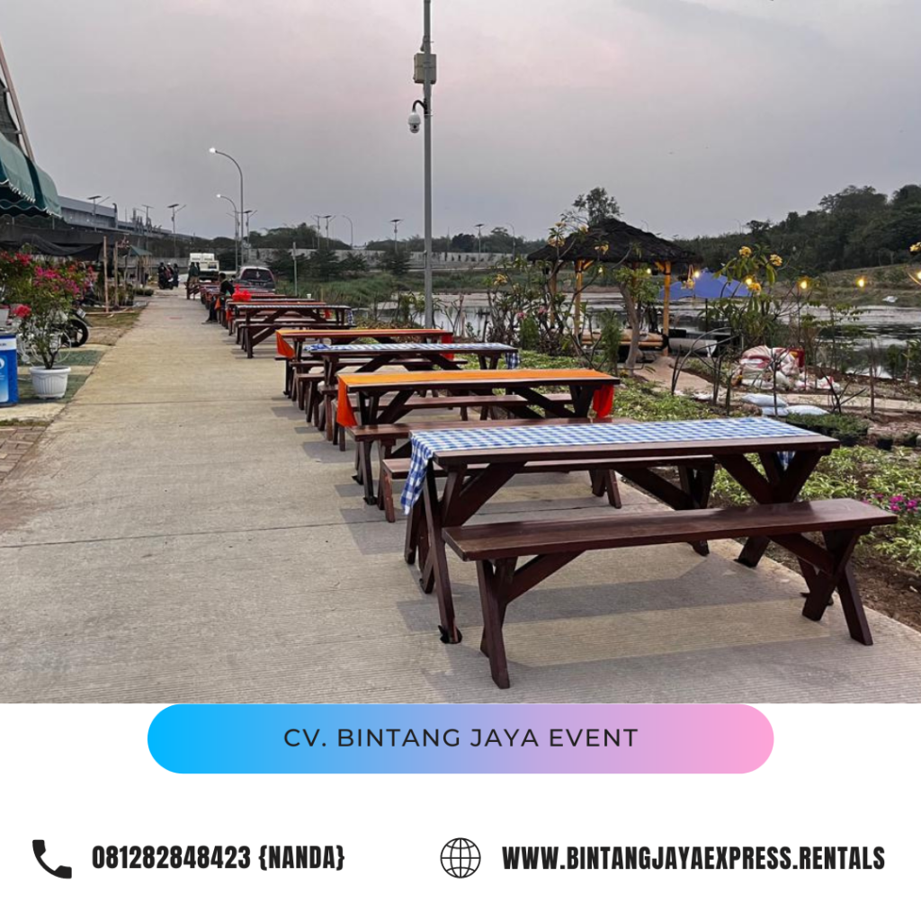 Sewa Meja Kursi Taman Outdoor Kayu Beragam Model area Jakarta