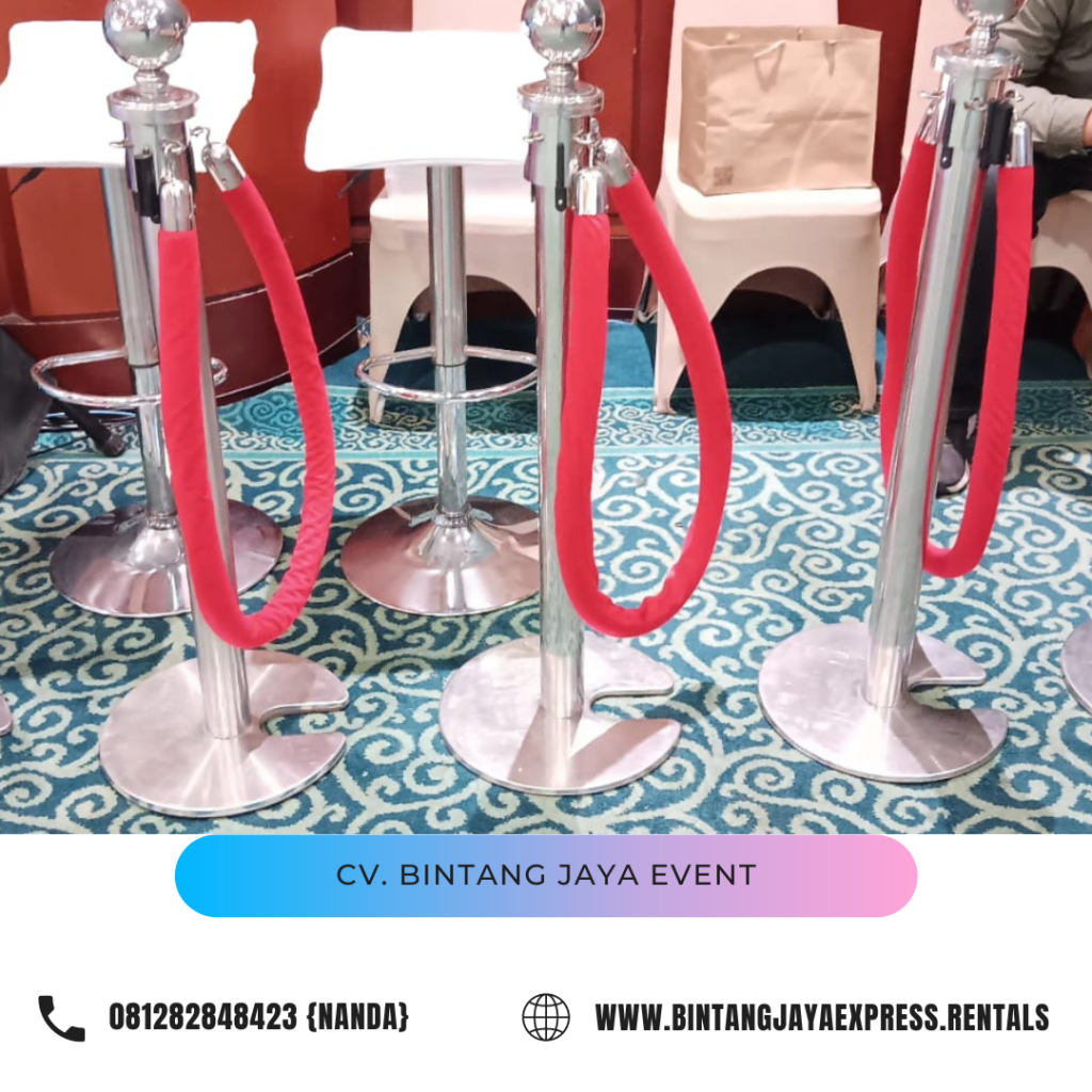 Sewa Tiang Antrian Tipe Vip Tali Bludru Merah Area Jakarta