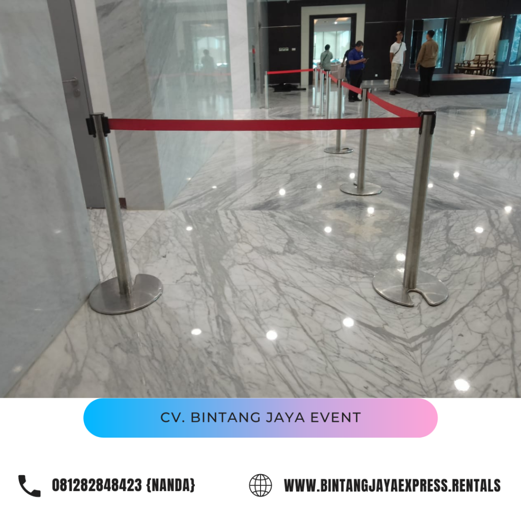 Sewa Tiang Antrian Tipe Vip Tali Bludru Merah Area Jakarta