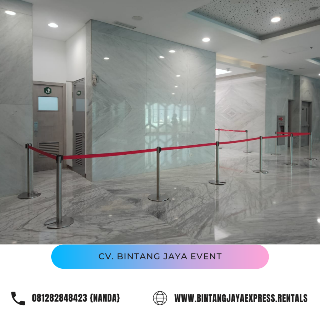 Sewa Tiang Antrian Tipe Vip Tali Bludru Merah Area Jakarta