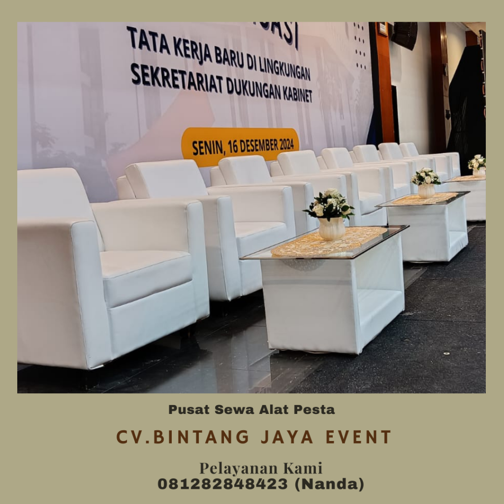 Sewa Meja Kaca VIP Kerangka Hitam Frame Stainless Area Bogor