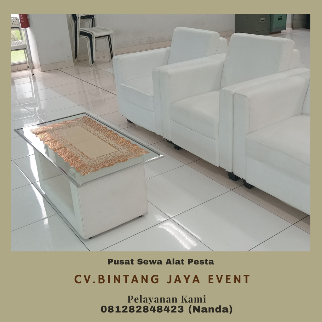 Sewa Meja Kaca VIP Kerangka Hitam Frame Stainless Area Bogor