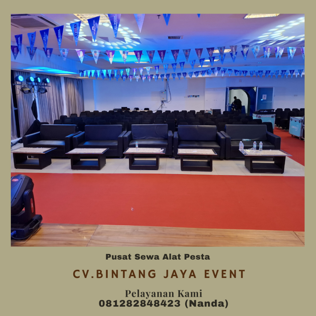 Sewa Meja Kaca VIP Kerangka Hitam Frame Stainless Area Bogor