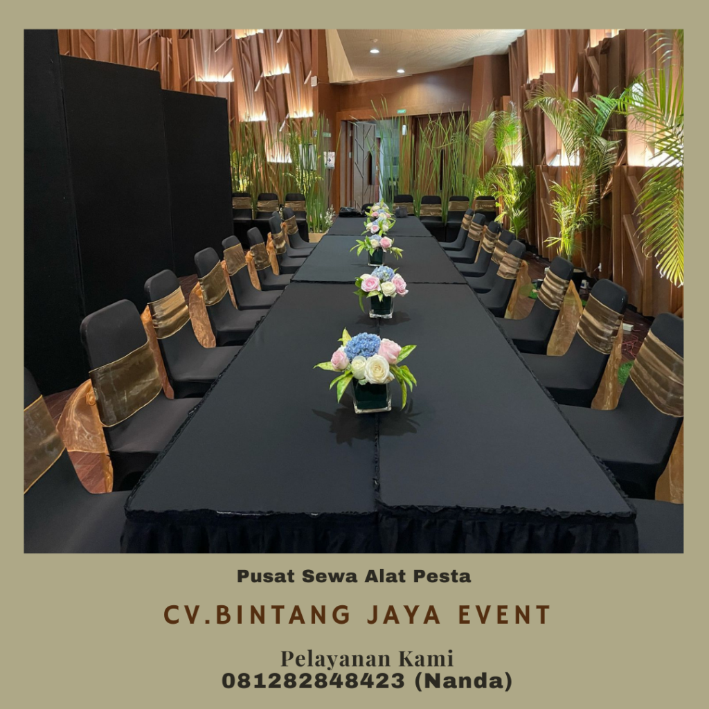 Sewa Meja Type IBM 45x180cm Cover Hitam Di Jakarta