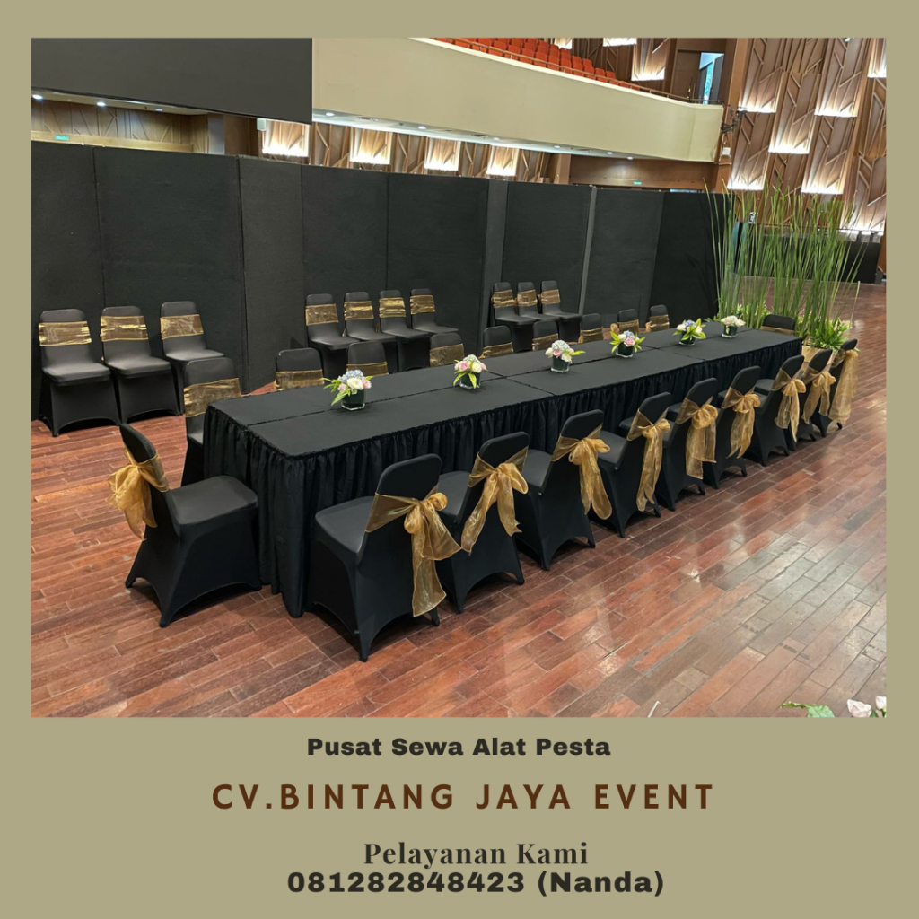 Sewa Meja Type IBM 45x180cm Cover Hitam Di Jakarta