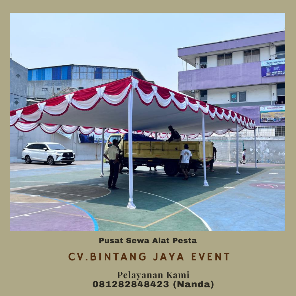 Sewa Tenda Type Plafon Rumbai Biru Putih Area Jakarta