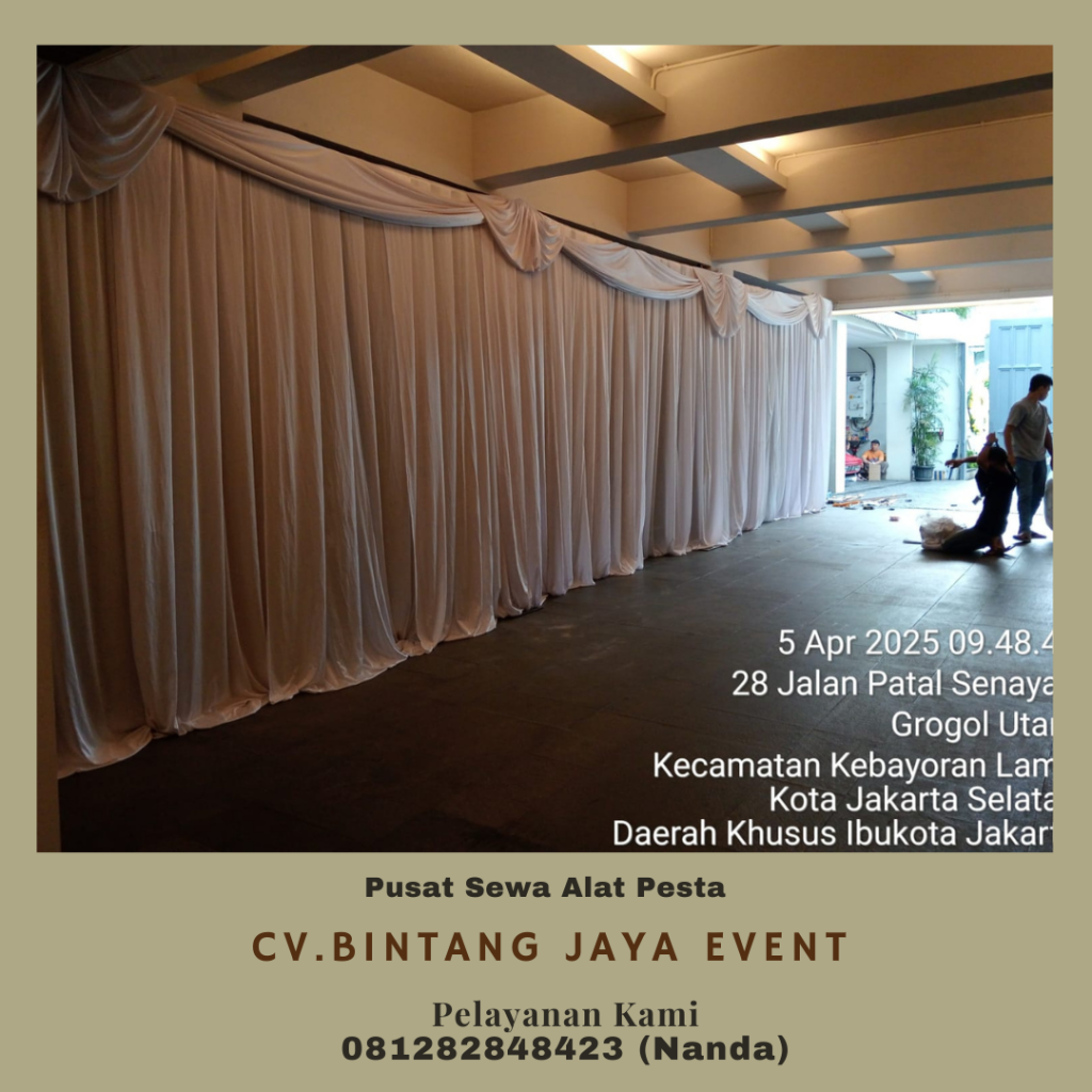 Sewa Tirai Filamin Putih Penutup Dinding Area Jakarta