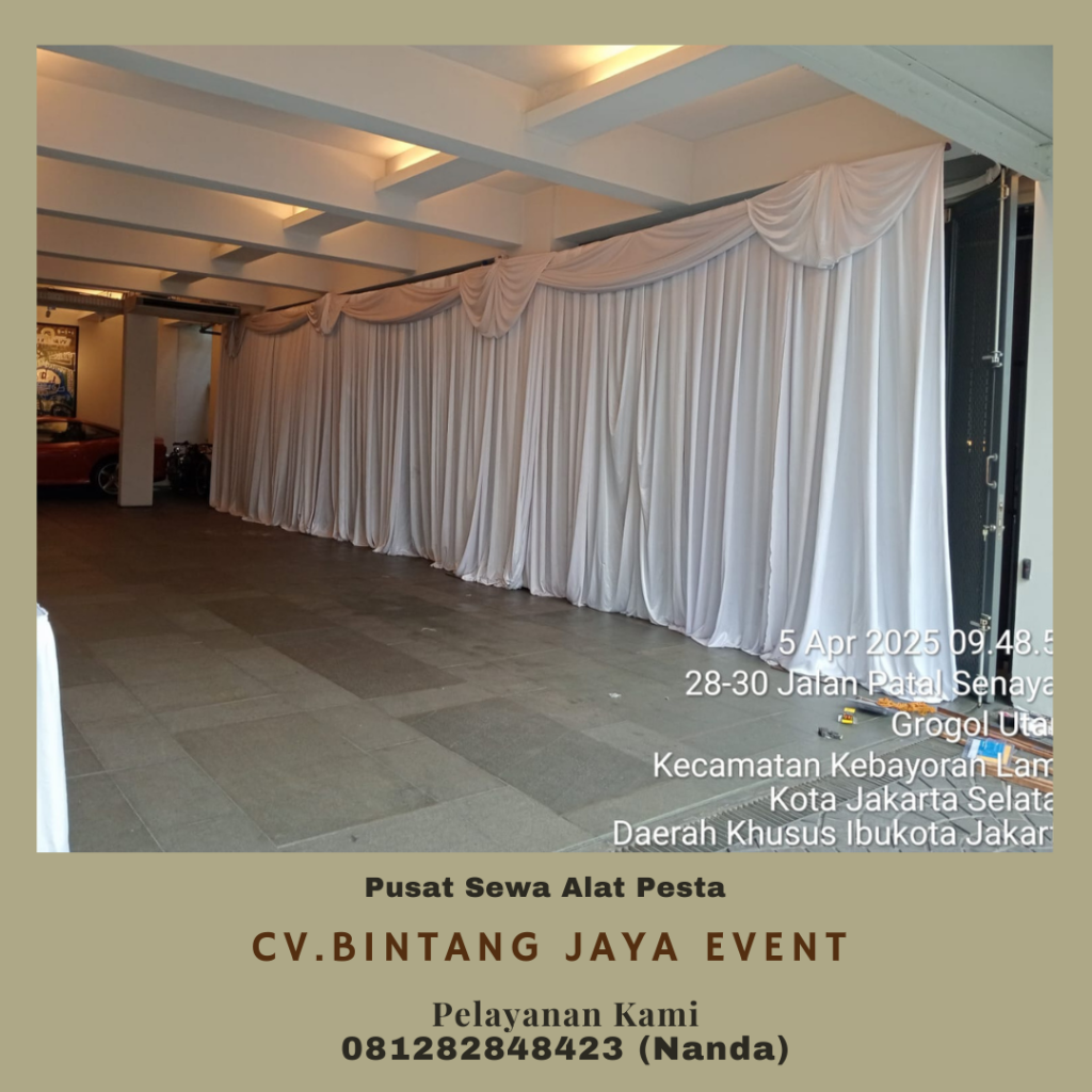 Sewa Tirai Filamin Putih Penutup Dinding Area Jakarta