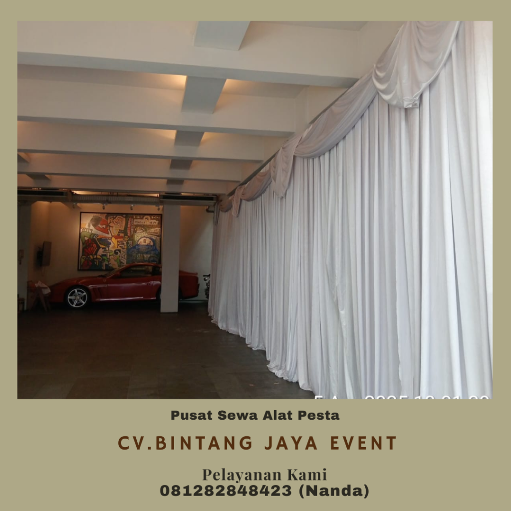 Sewa Tirai Filamin Putih Penutup Dinding Area Jakarta