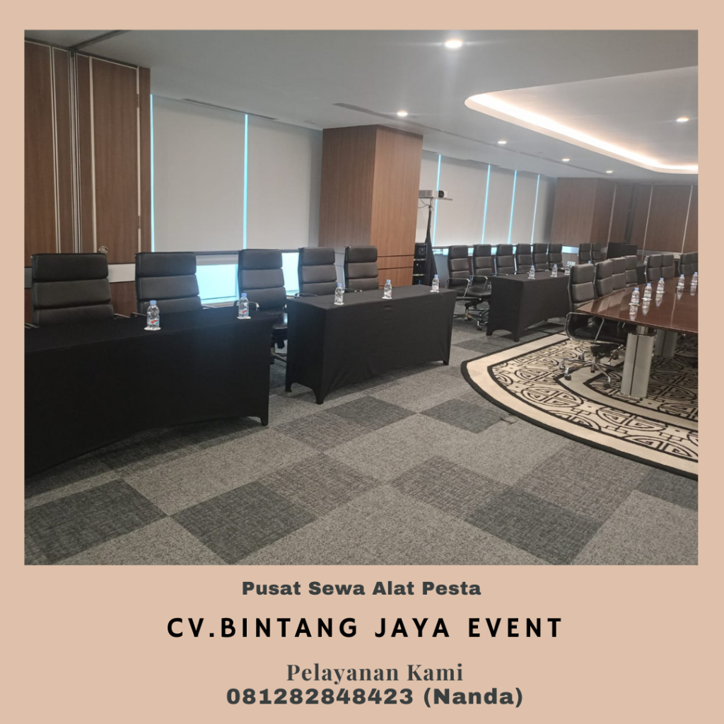 Rental Meja Ibm 45x180cm Cover Hitam Ketat Bogor