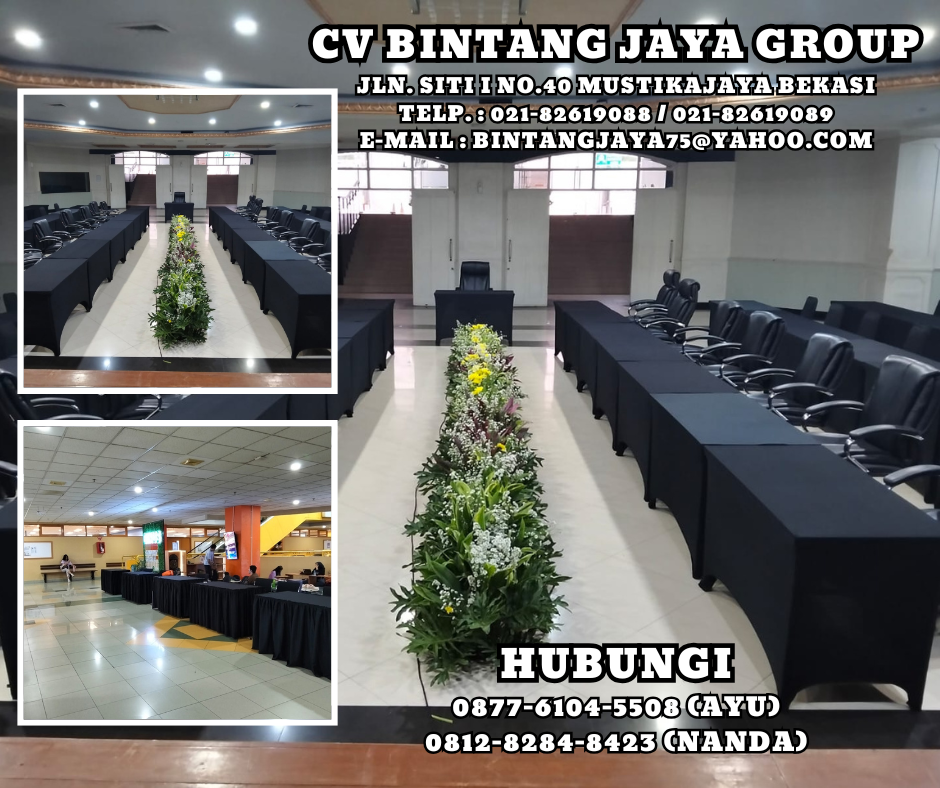 PUSAT RENTAL MEJA KOTAK HPL COVER HITAM STRECTH JAKARTA