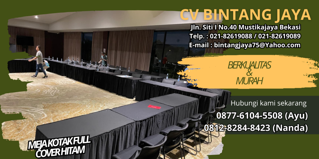 PUSAT SEWA MEJA KOTAK FULL COVER HITAM JAKARTA