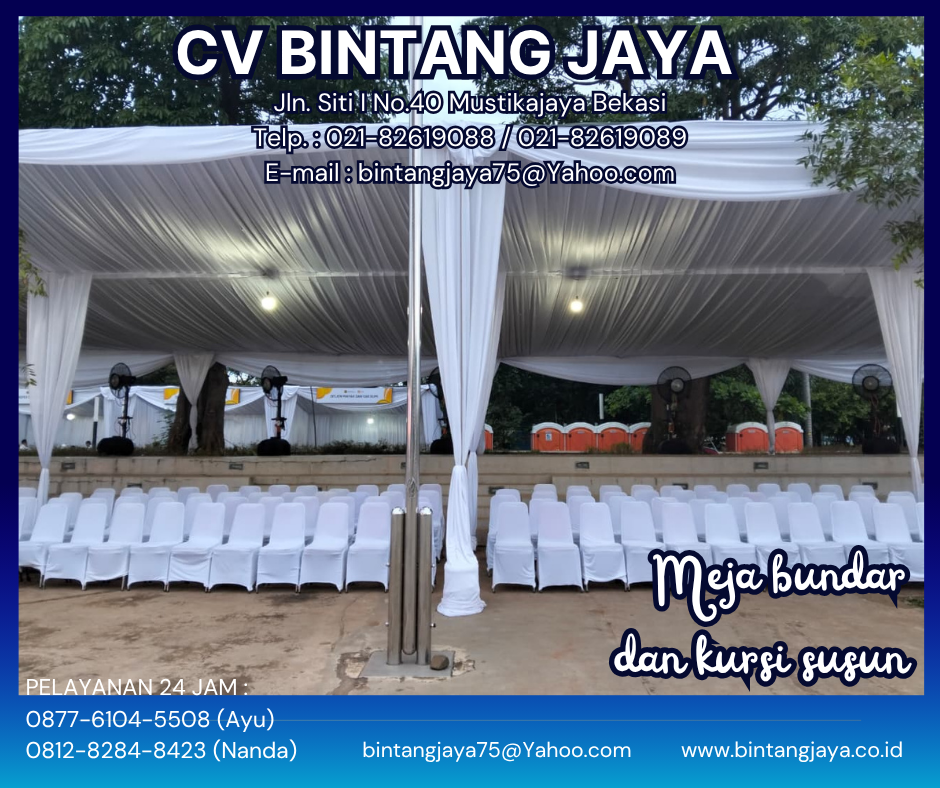 SEWA MEJA BUNDAR DAN KURSI SUSUN FULL COVER DAN AKSESORIS KEMAYORAN JAKARTA