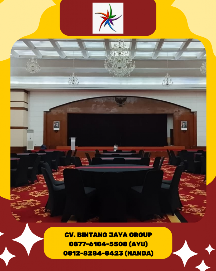 Sewa Meja Bulat Cover Hitam Dan Kursi Cover Hitam Bogor