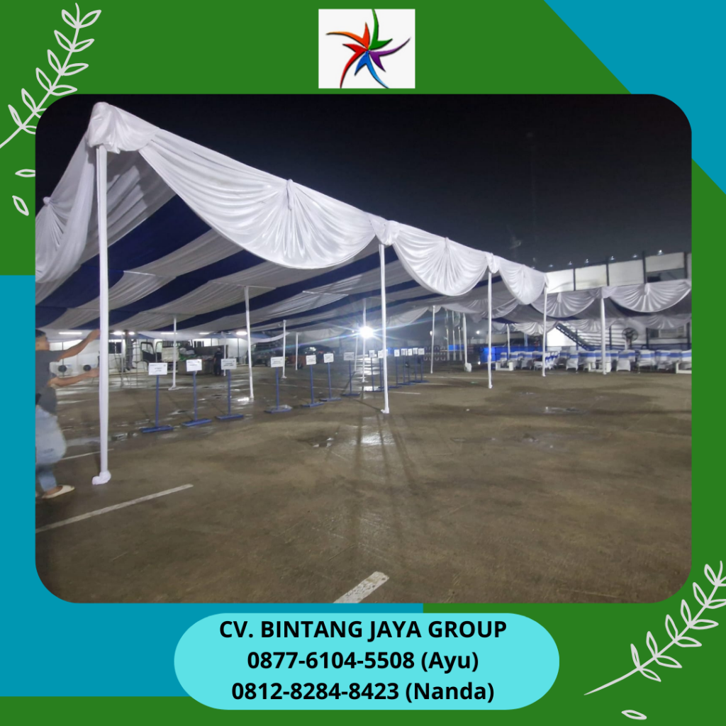 Sewa Tenda Kain Serut Poni Putih Area Cikarang