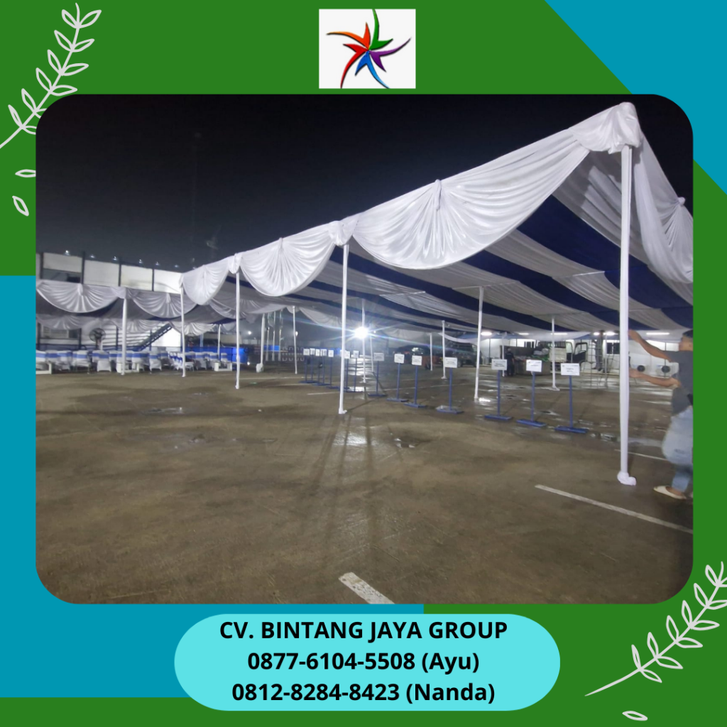 Sewa Tenda Kain Serut Poni Putih Area Cikarang