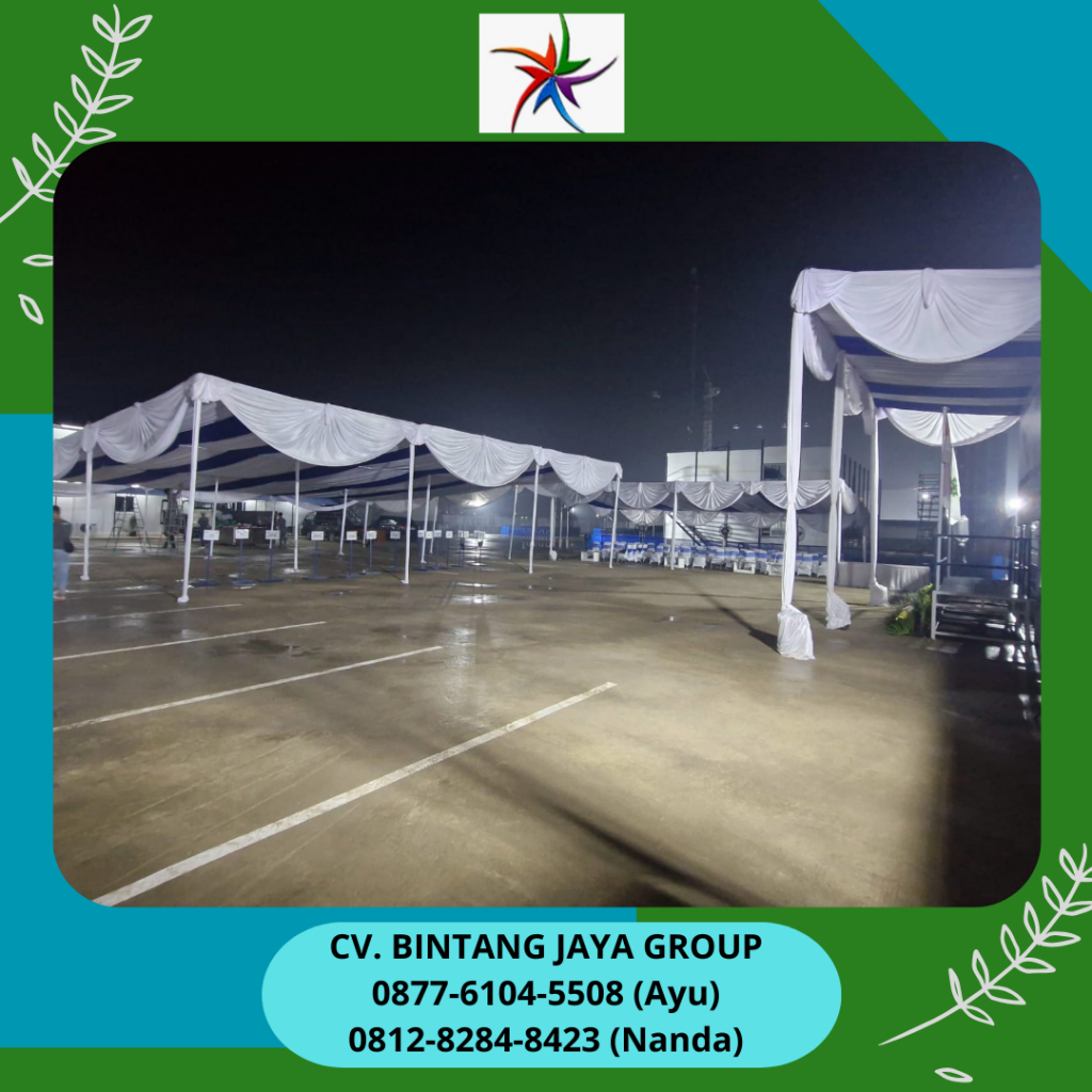 Sewa Tenda Kain Serut Poni Putih Area Cikarang