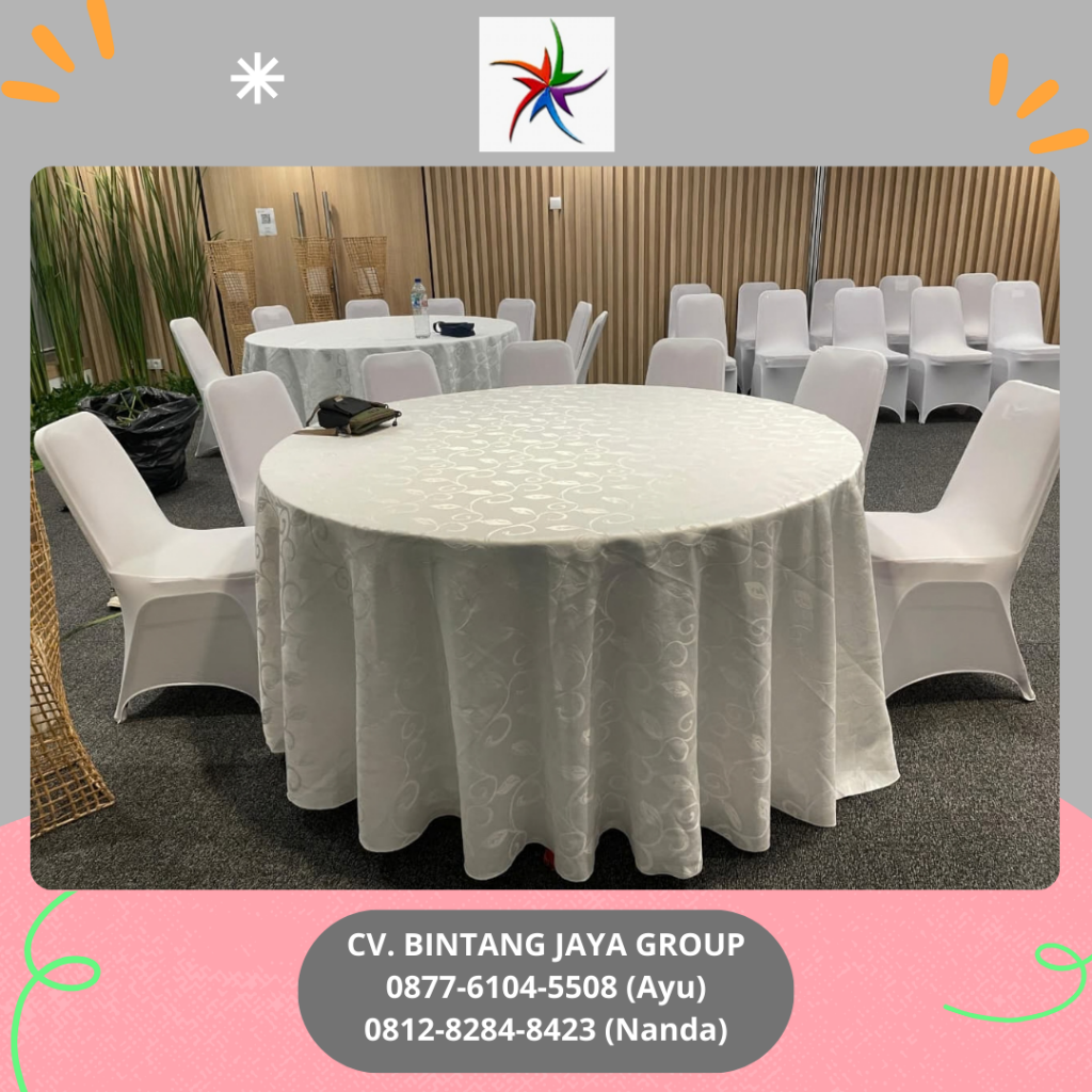 Sewa Meja Kotak, Meja Bulat Dan Kursi Cover Street Jakarta