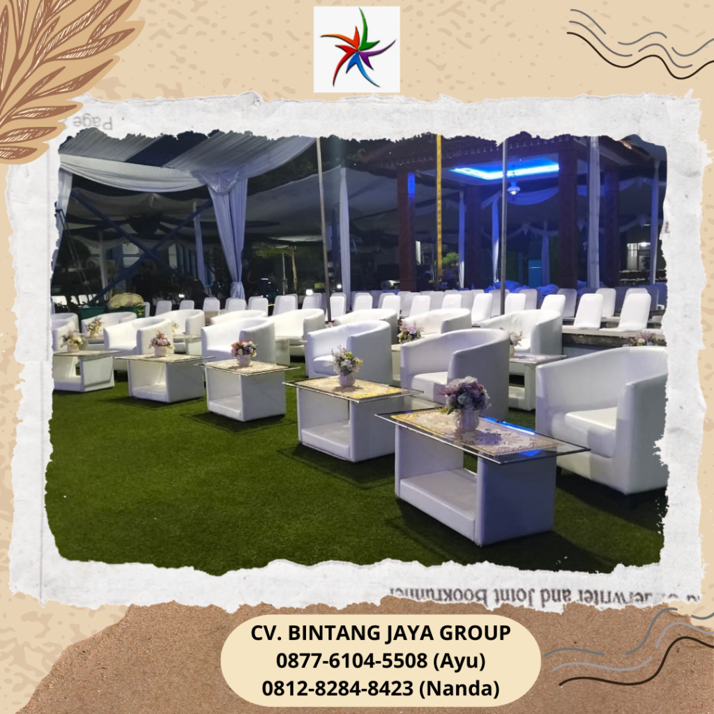 Sewa Meja Kaca VIP, Sofa Oval Putih Jakarta