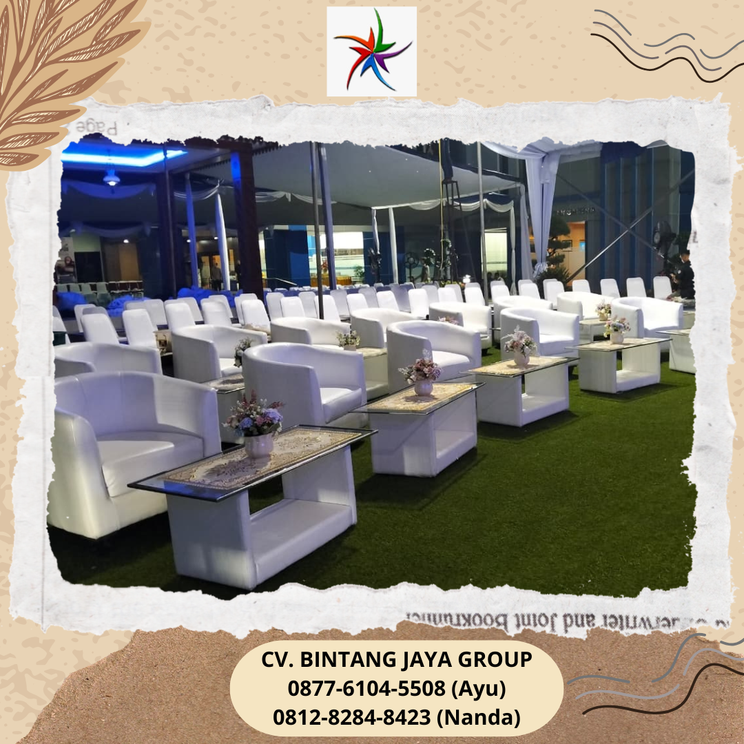 Sewa Meja Kaca VIP, Sofa Oval Putih Jakarta