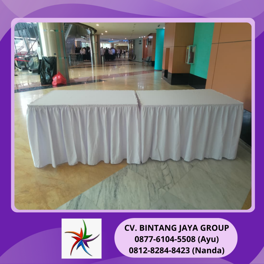 Sewa Meja Kotak Cover Putih Dan Karpet Buana Jakarta
