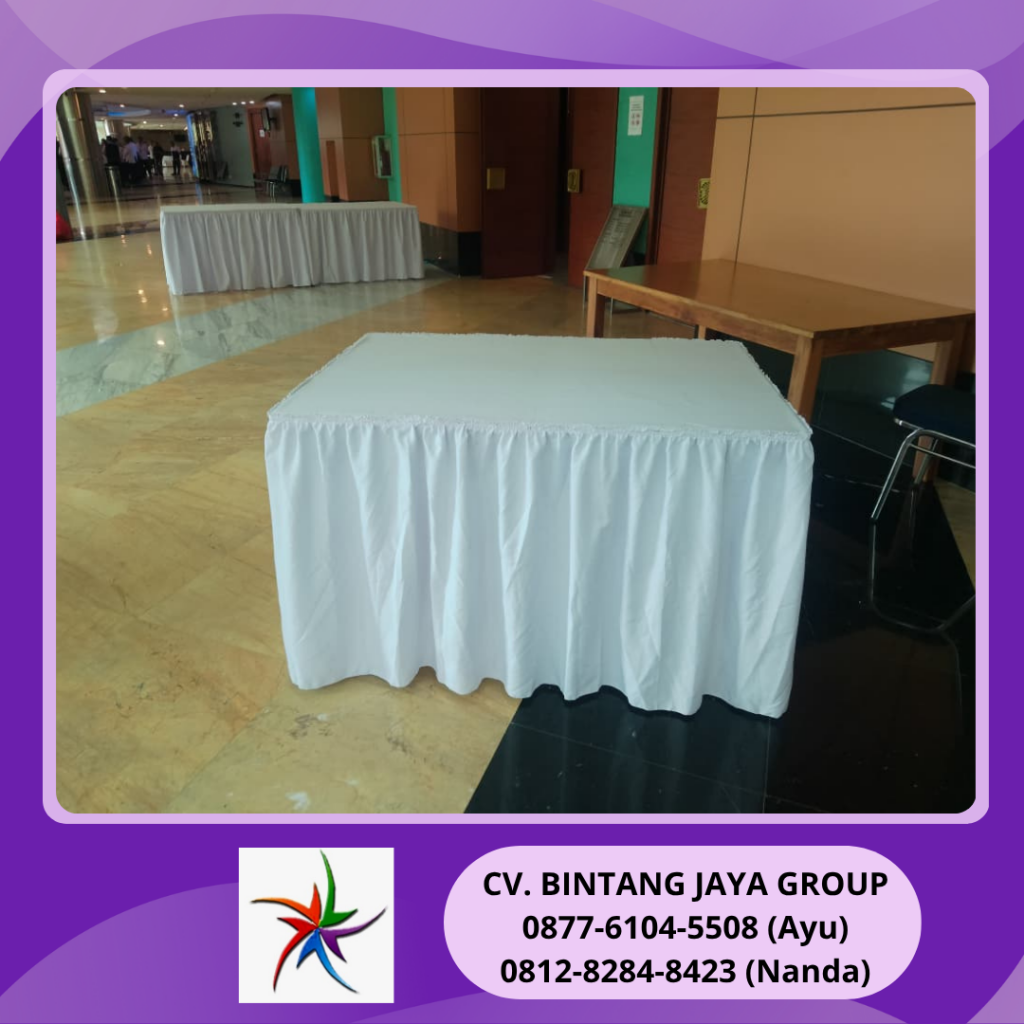 Sewa Meja Kotak Cover Putih Dan Karpet Buana Jakarta