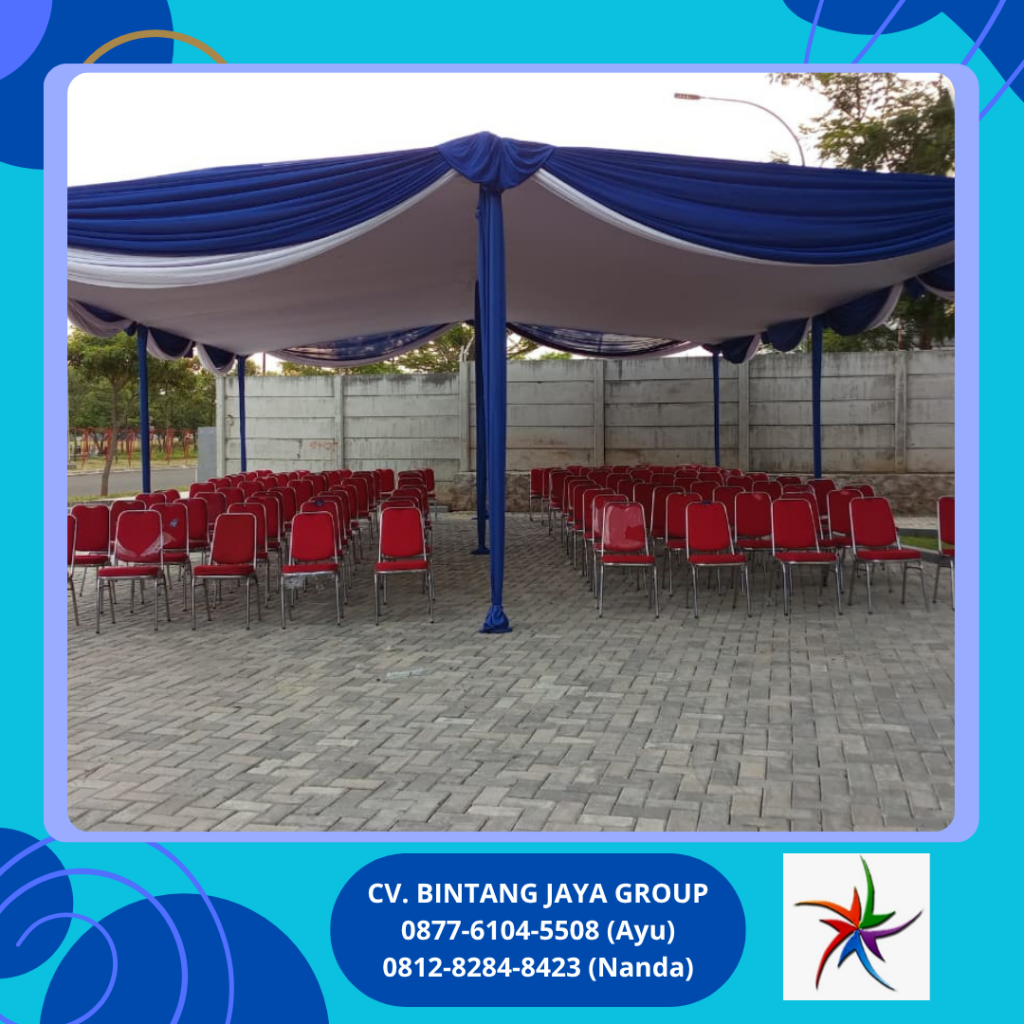 Sewa Tenda Plafon Rumbai Putih Biru Dan Kursi Futura Jakarta