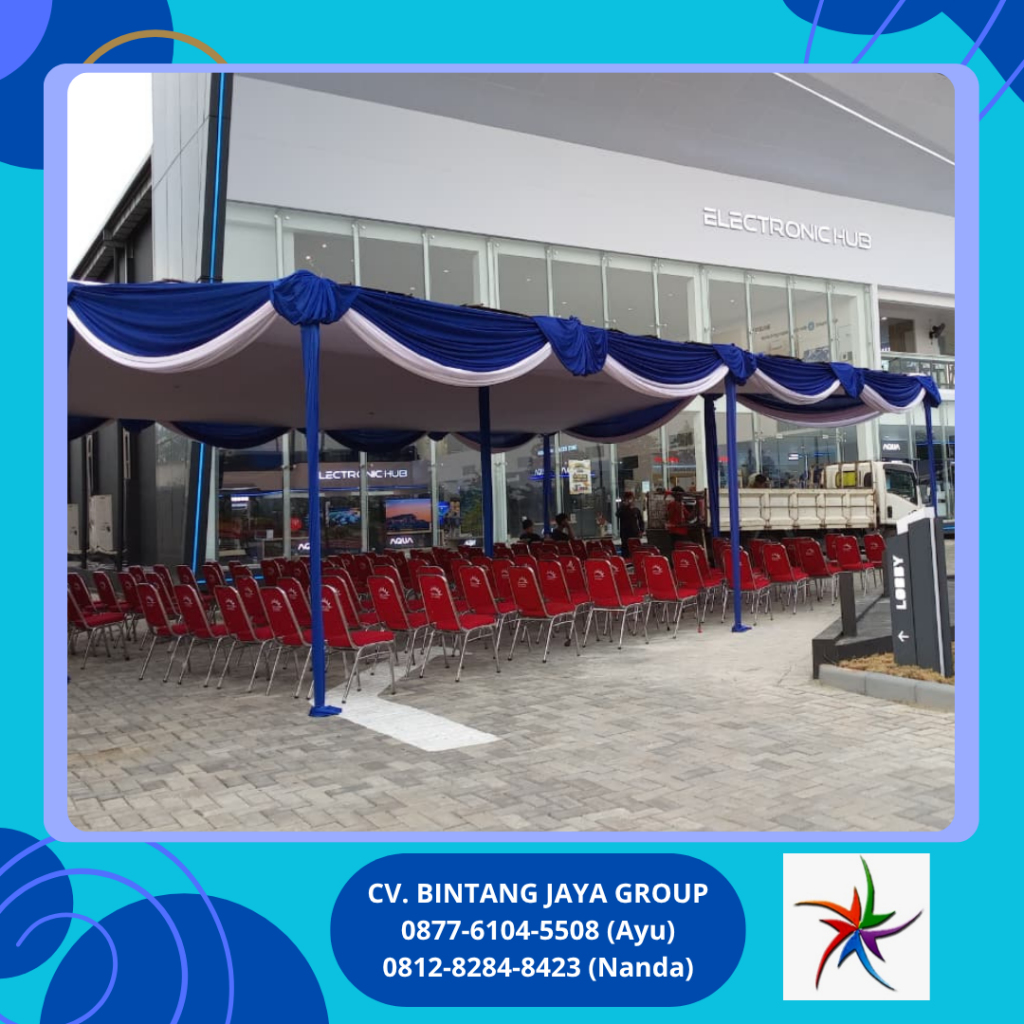 Sewa Tenda Plafon Rumbai Putih Biru Dan Kursi Futura Jakarta
