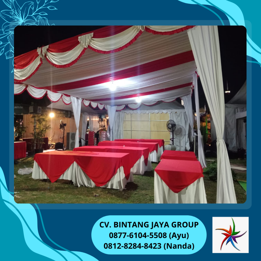 Sewa Tenda Serut Merah Putih Dan Meja Kotak Cover Jakarta
