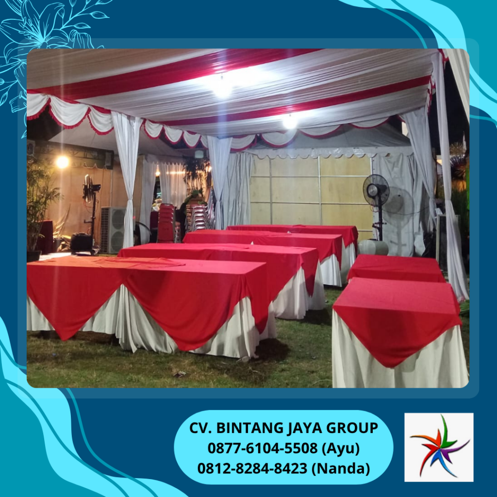 Sewa Tenda Serut Merah Putih Dan Meja Kotak Cover Jakarta