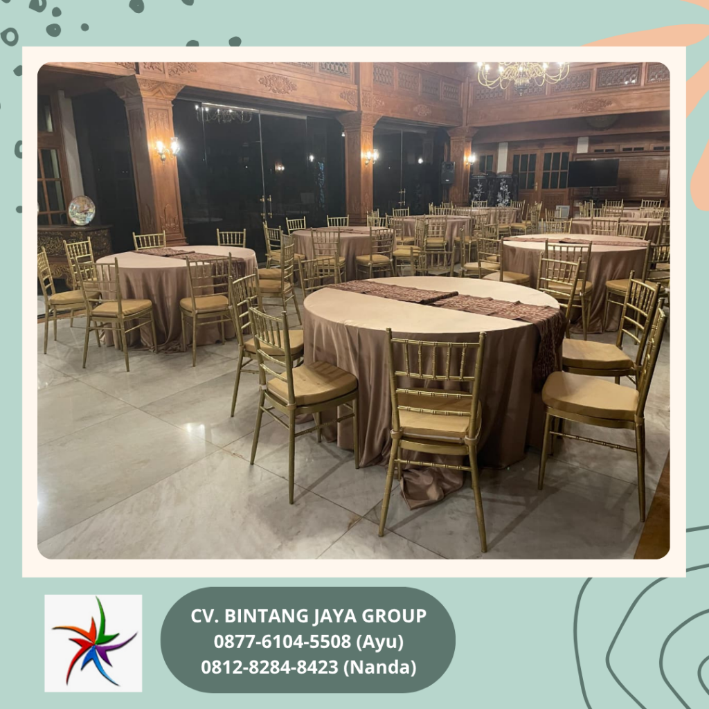 Rental Gold Tiffany Chairs And Round table Gold Cover Bogor