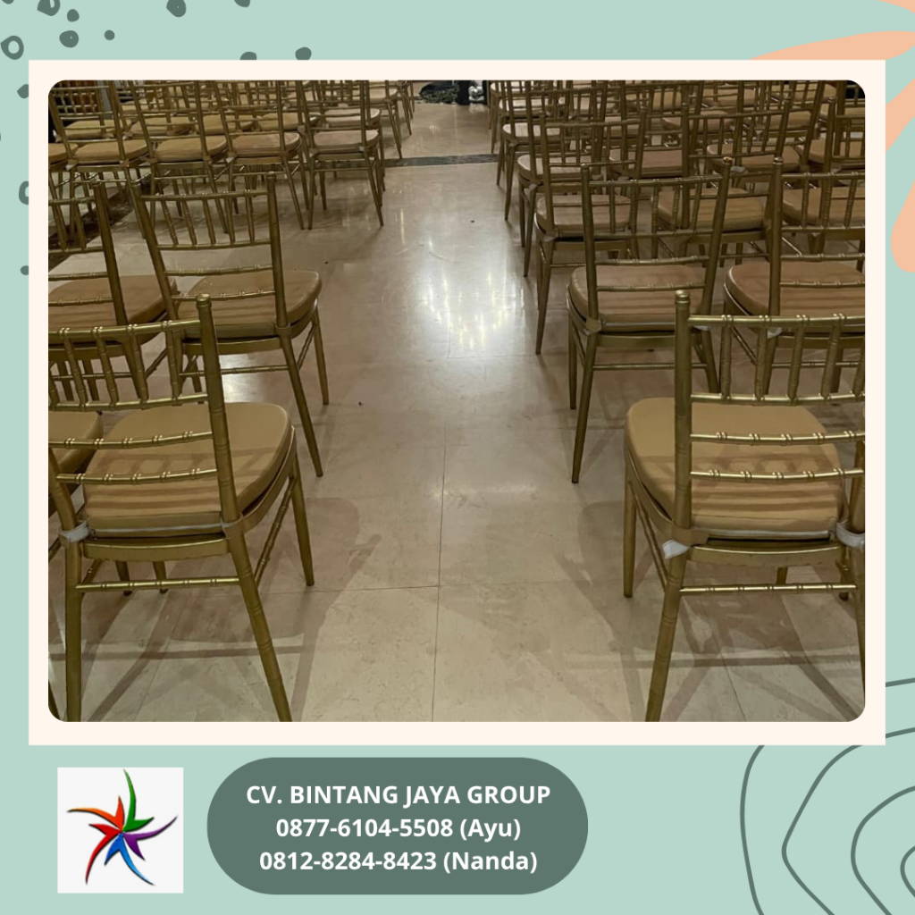Rental Gold Tiffany Chairs And Round table Gold Cover Bogor