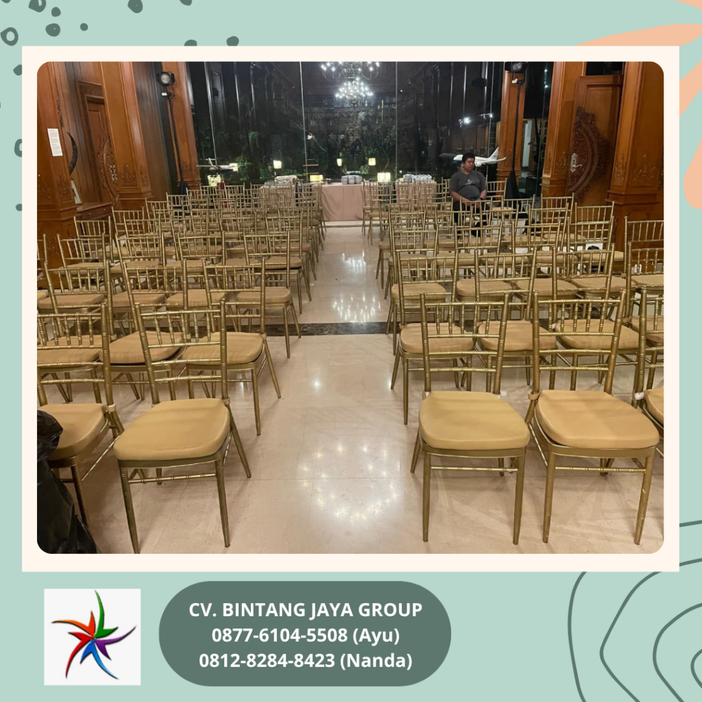 Rental Gold Tiffany Chairs And Round table Gold Cover Bogor