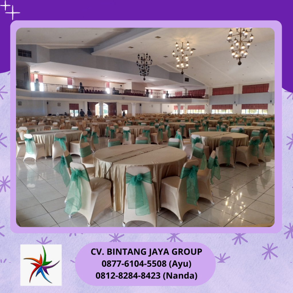 Rental Meja Bundar Cover Gold Dan Kursi Cover Gold Bogor