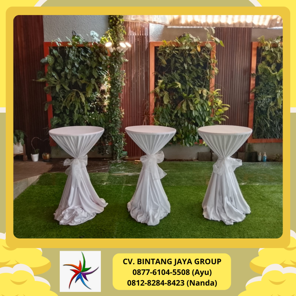 Sewa Bangku Taman Dan Meja Barstool Cover Putih Jakarta