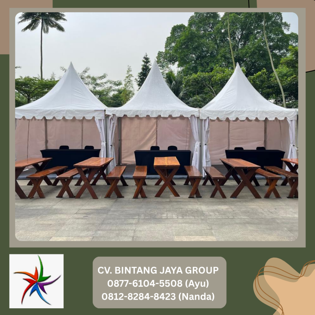 Sewa Tenda Sarnafil Warna Putih Dan Meja Taman Jakarta