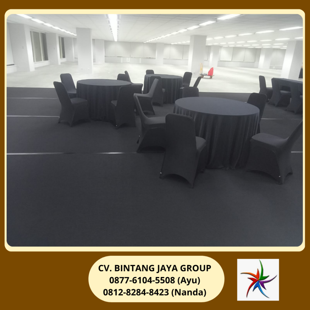Sewa Karpet Hitam,Round Table,Kursi,Meja Cover Hitam Jakarta