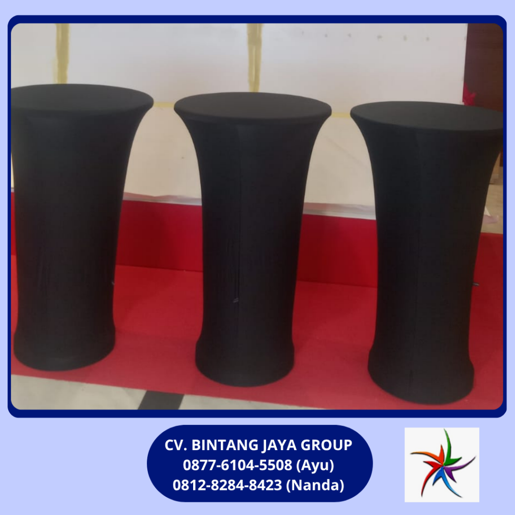 Sewa Meja Barstool Taplak Ketat Hitam SCBD Kuningan Jakarta