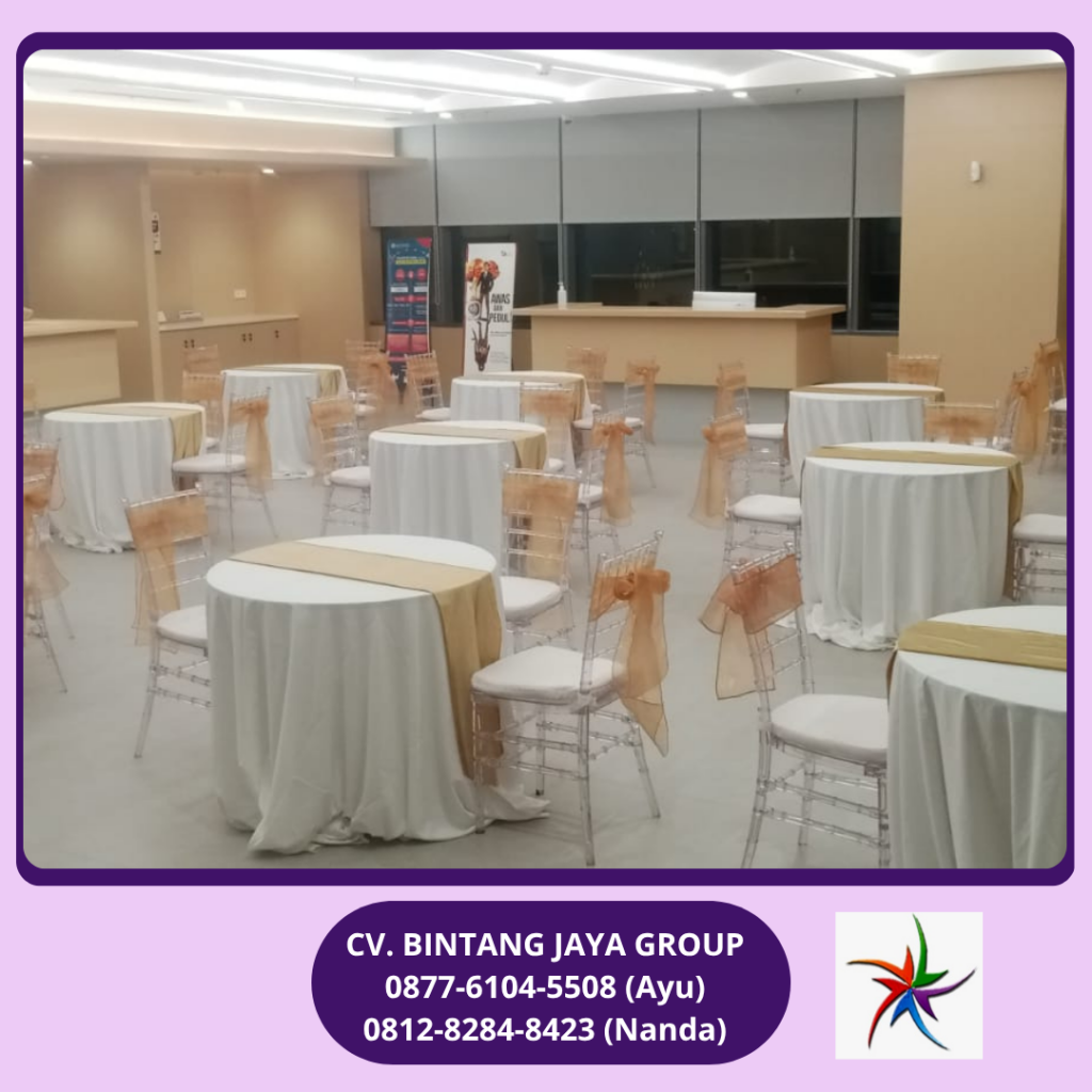 Sewa Meja Bundar D90cm,Kursi Acrylic Jakarta