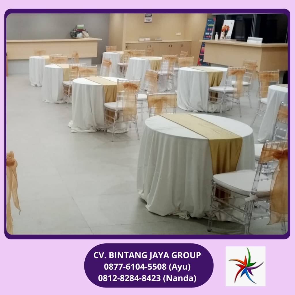 Sewa Meja Bundar D90cm,Kursi Acrylic Jakarta