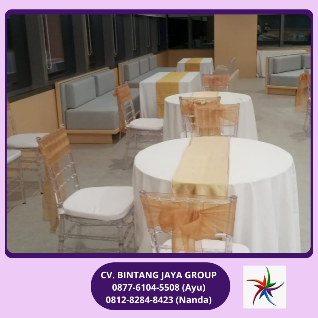 Sewa Meja Bundar D90cm,Kursi Acrylic Jakarta