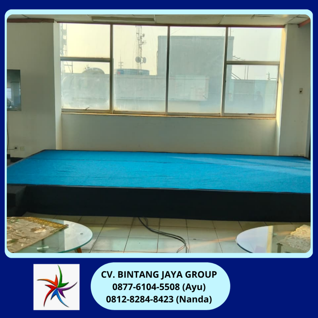Sewa Panggung Indoor Poni Hitam Karpet Biru Jakarta 0877-6104-5508