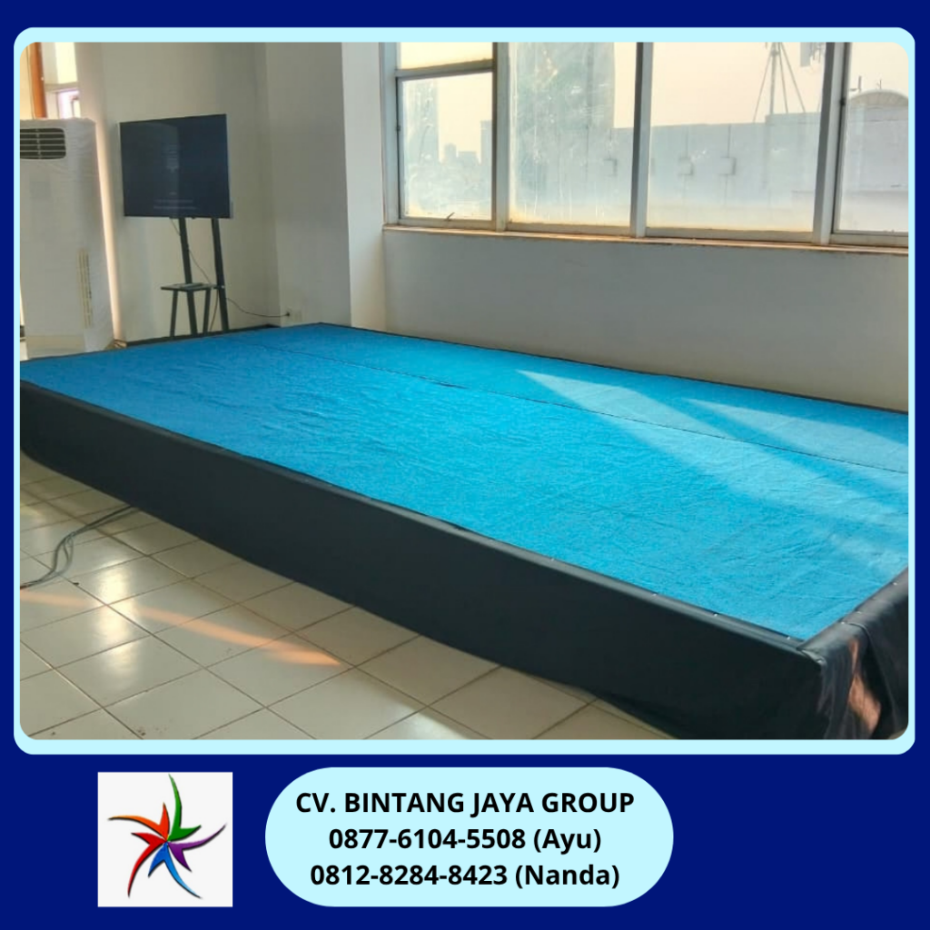 Sewa Panggung Indoor Poni Hitam Karpet Biru Jakarta 0877-6104-5508