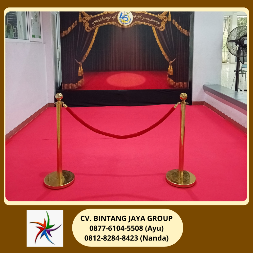 Sewa Rope Stand VIP Tali Bludru Merah Jakarta 0877-6104-5508