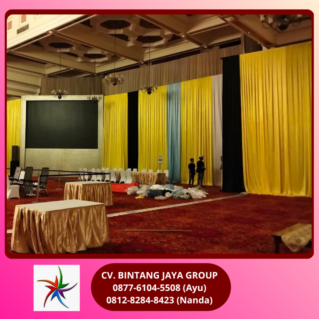 Sewa Tirai Gold Silver Putih Bahan Filamin Jakarta